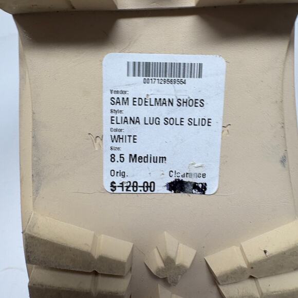 Sam Edelman Eliana Lug Sole Clog Sandal Open Toe EUC White SINGLE LEFT SHOE- 8.5 - Picture 4 of 9